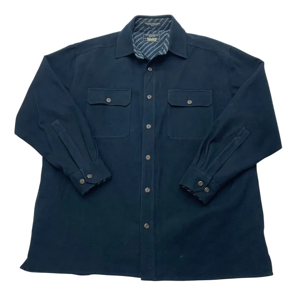 NWOT Levi Strauss Mens Medium Velvety Botton Up Shacket Shirt Jacket Navy Blue